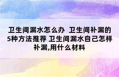 卫生间漏水怎么办  卫生间补漏的5种方法推荐 卫生间漏水自己怎样补漏,用什么材料